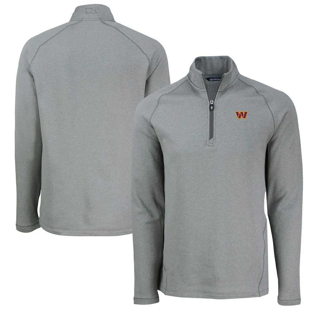 Washington Commanders  Cutter & Buck Peshastin Eco Fleece Tri-Blend Raglan Recycled Quarter-Zip Jacket