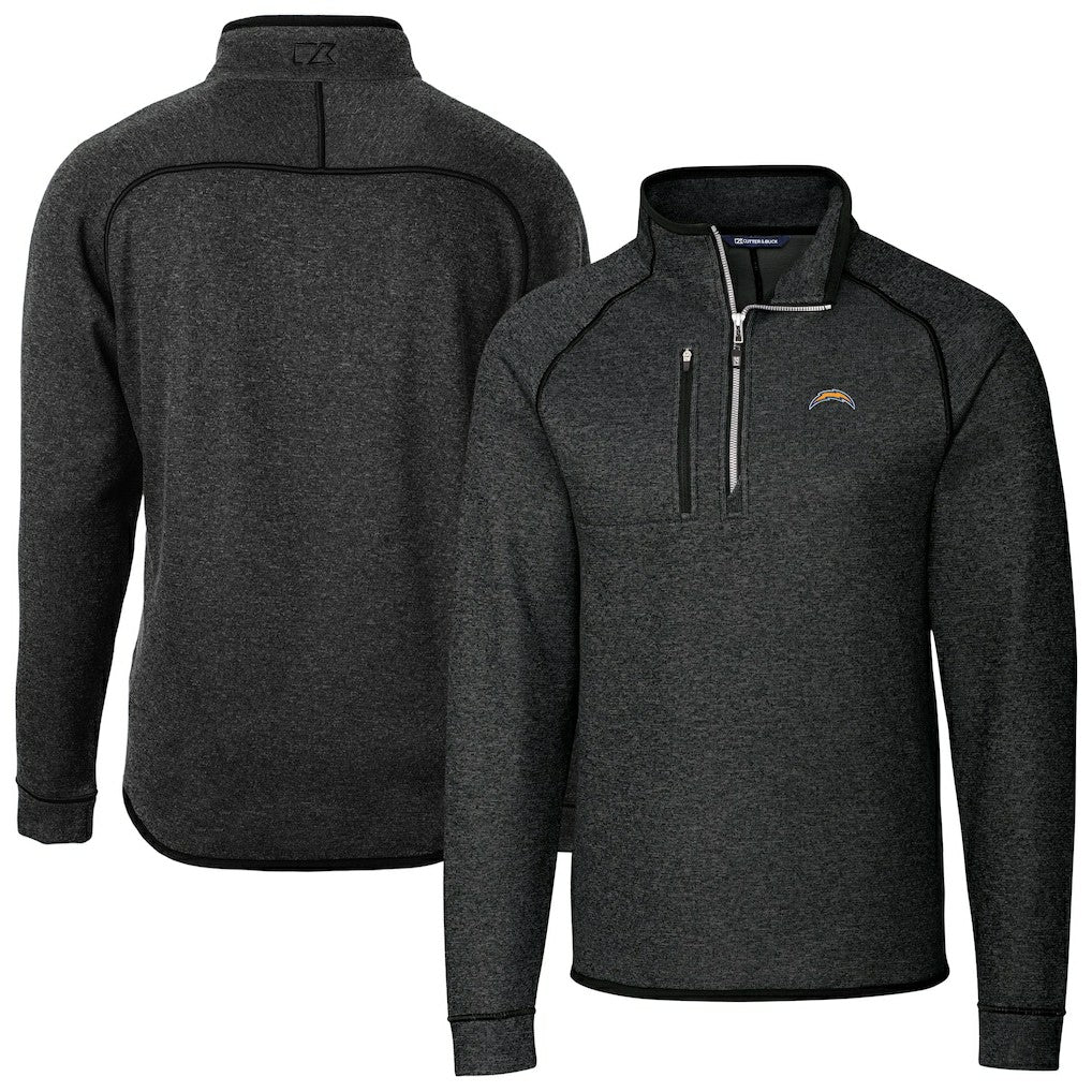 Los Angeles Chargers  Cutter & Buck Big & Tall Mainsail Sweater-Knit Raglan Half-Zip Jacket