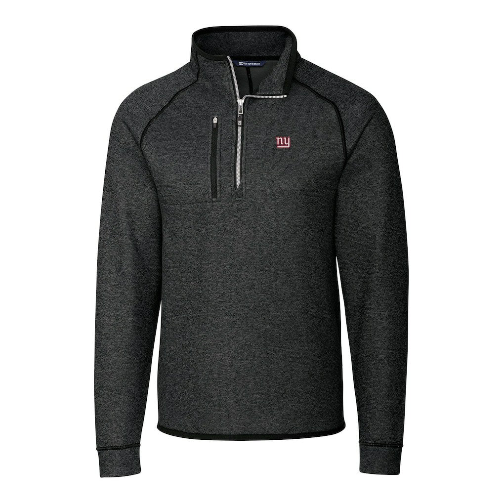 New York Giants  Cutter & Buck Big & Tall Mainsail Sweater-Knit Raglan Half-Zip Jacket