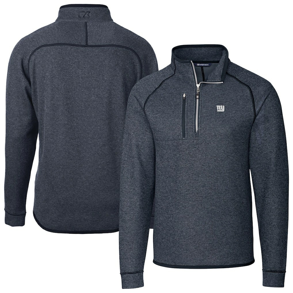 New York Giants  Cutter & Buck Big & Tall Mainsail Sweater-Knit Raglan Half-Zip Jacket