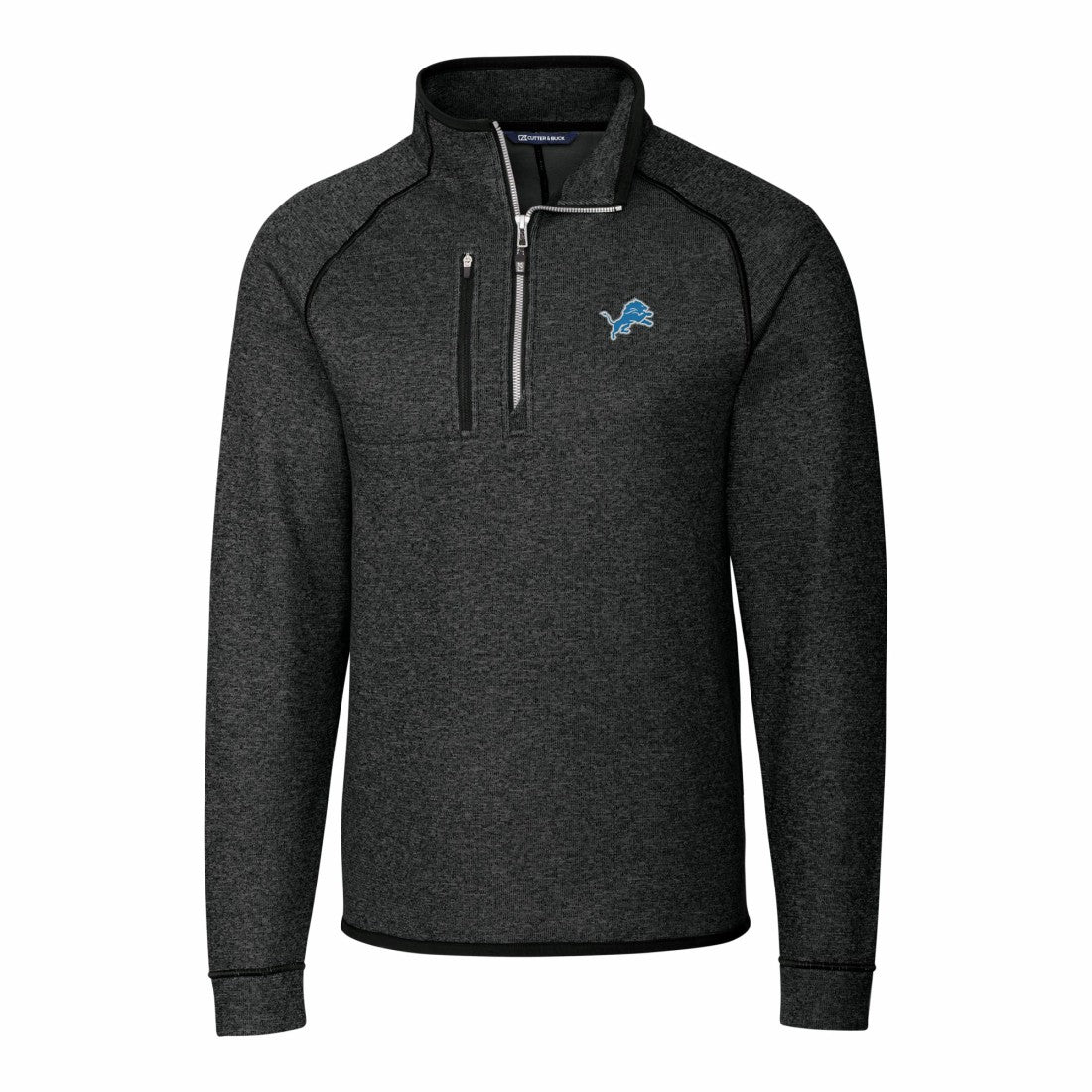 Detroit Lions  Cutter & Buck Big & Tall Mainsail Sweater-Knit Raglan Half-Zip Jacket