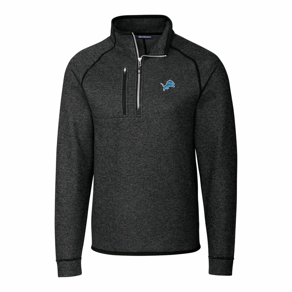 Detroit Lions  Cutter & Buck Big & Tall Mainsail Sweater-Knit Raglan Half-Zip Jacket