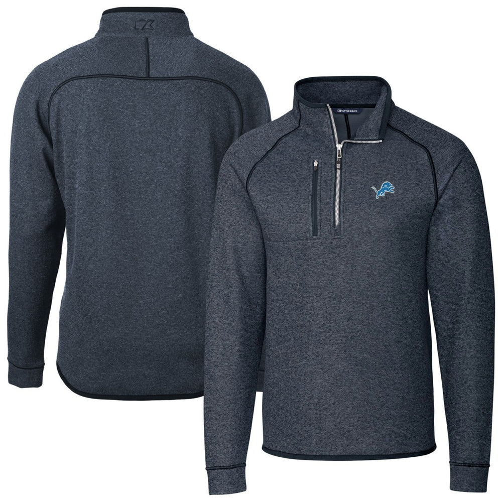Detroit Lions  Cutter & Buck Big & Tall Mainsail Sweater-Knit Raglan Half-Zip Jacket