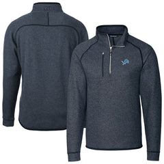 Detroit Lions  Cutter & Buck Big & Tall Mainsail Sweater-Knit Raglan Half-Zip Jacket