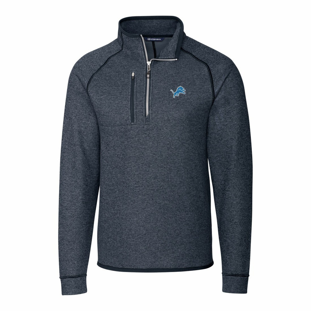 Detroit Lions  Cutter & Buck Big & Tall Mainsail Sweater-Knit Raglan Half-Zip Jacket