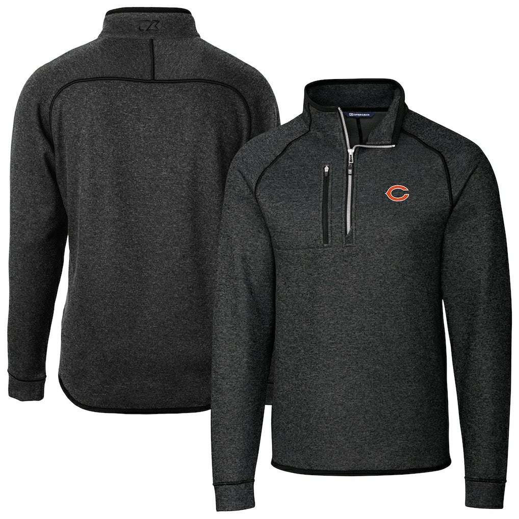 Chicago Bears  Cutter & Buck Big & Tall Mainsail Sweater-Knit Raglan Half-Zip Jacket