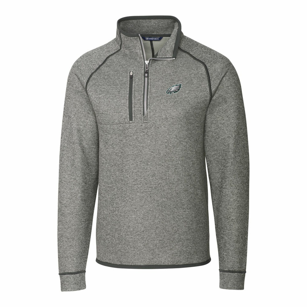 Philadelphia Eagles  Cutter & Buck Big & Tall Mainsail Sweater-Knit Raglan Half-Zip Jacket