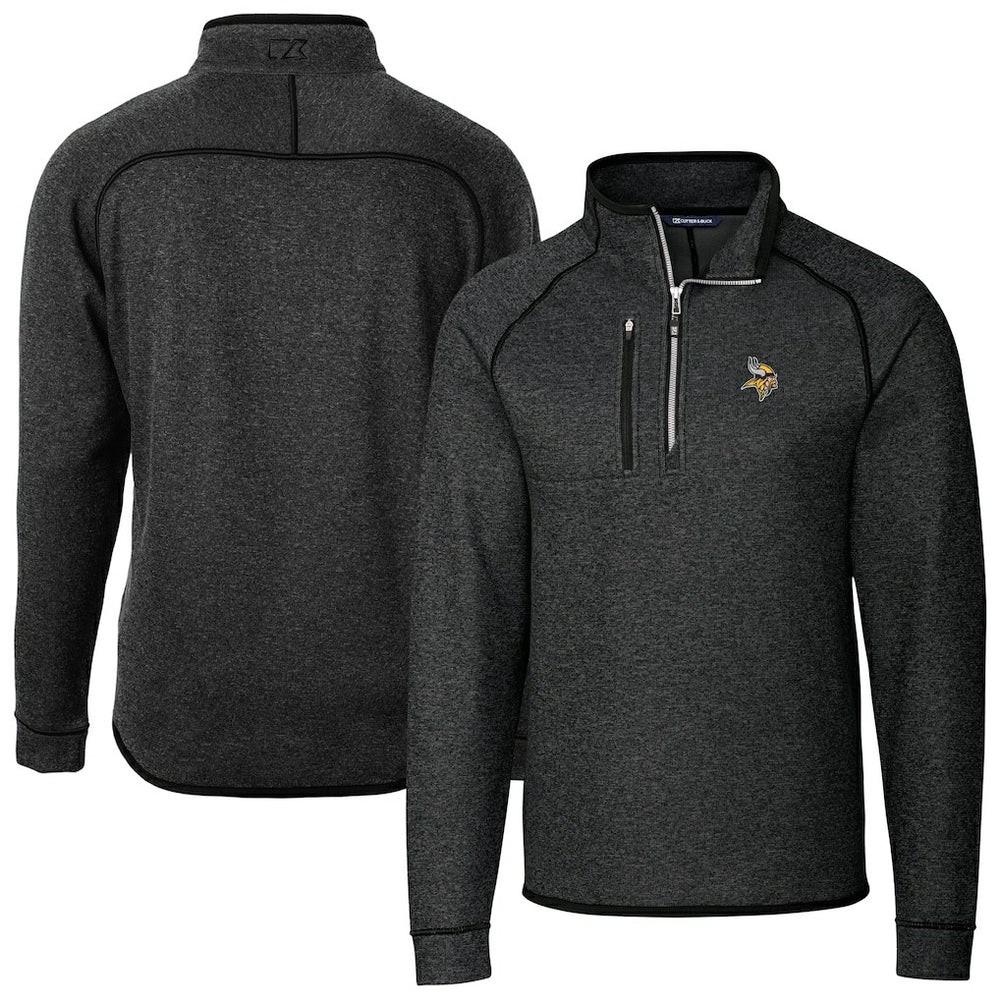 Minnesota Vikings  Cutter & Buck Big & Tall Mainsail Sweater-Knit Raglan Half-Zip Jacket