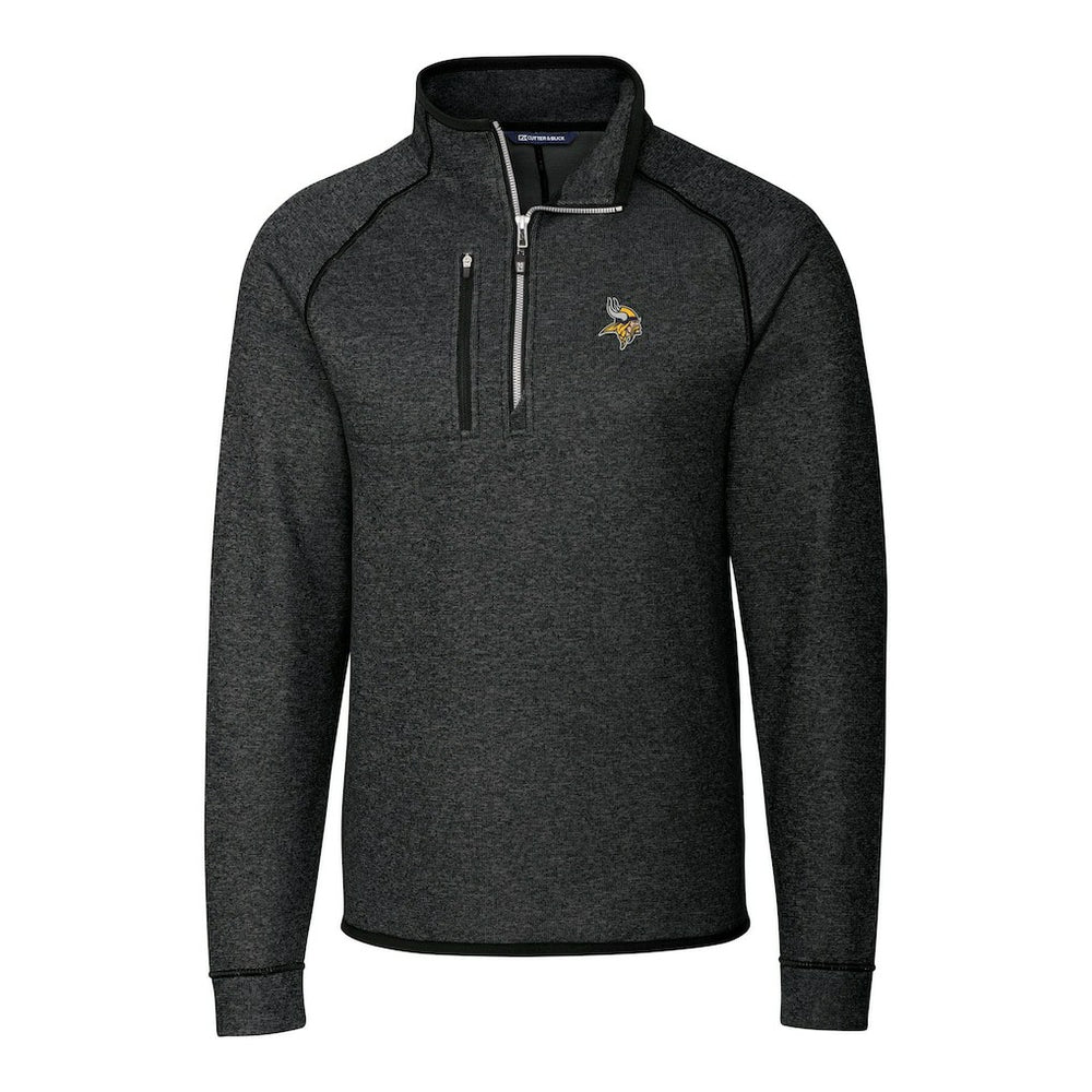 Minnesota Vikings  Cutter & Buck Big & Tall Mainsail Sweater-Knit Raglan Half-Zip Jacket