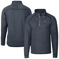 Los Angeles Chargers  Cutter & Buck Big & Tall Mainsail Sweater-Knit Raglan Half-Zip Jacket
