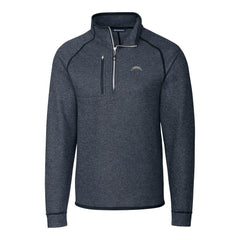 Los Angeles Chargers  Cutter & Buck Big & Tall Mainsail Sweater-Knit Raglan Half-Zip Jacket