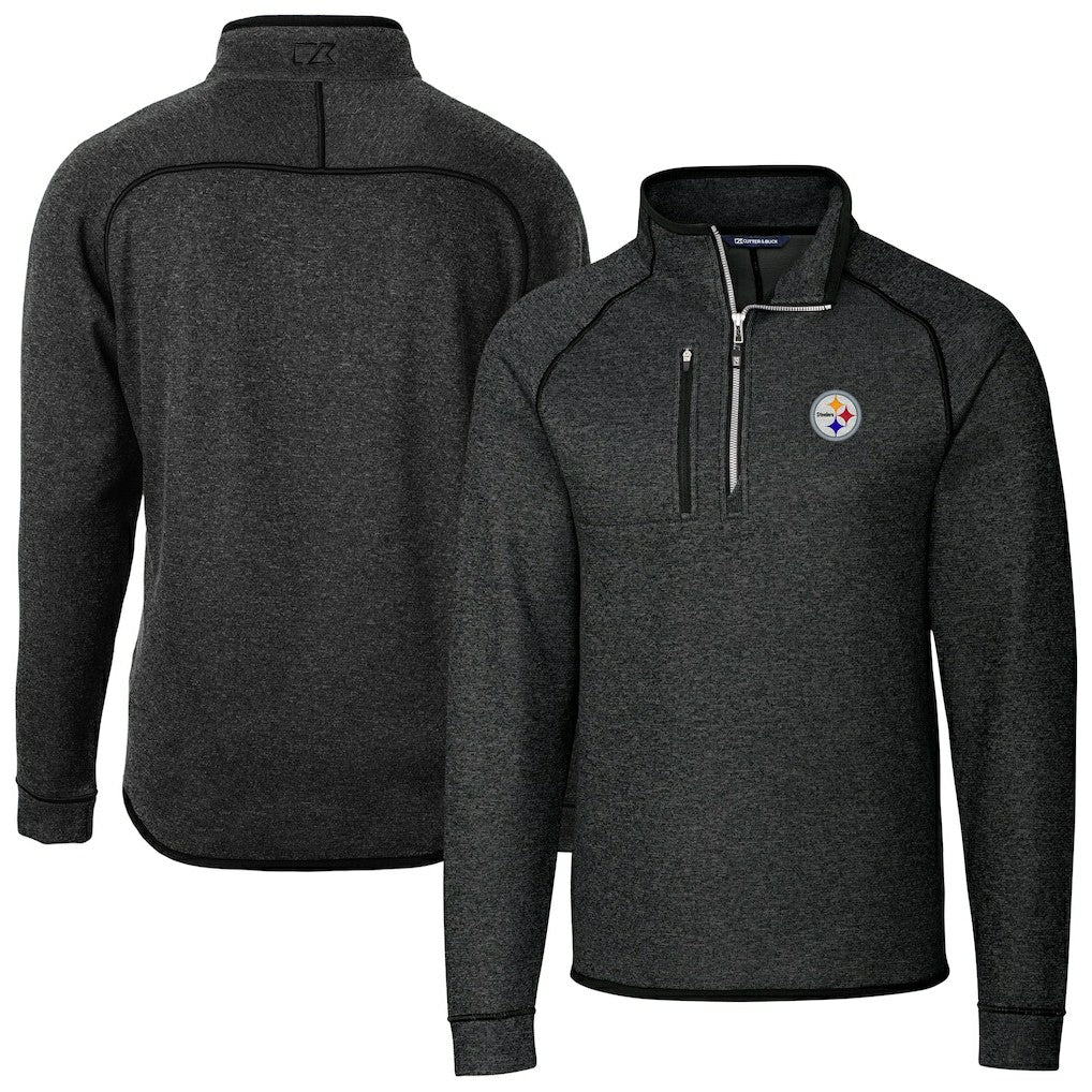 Pittsburgh Steelers  Cutter & Buck Big & Tall Mainsail Sweater-Knit Raglan Half-Zip Jacket