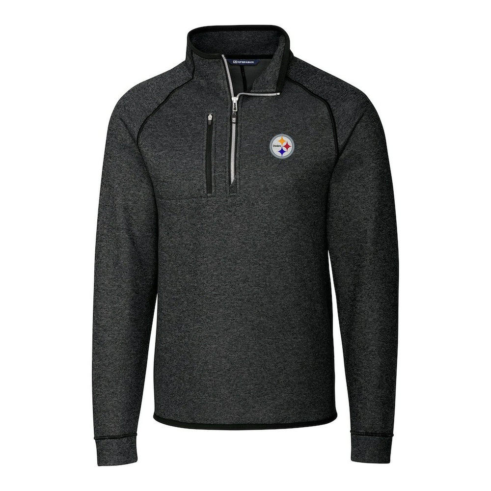 Pittsburgh Steelers  Cutter & Buck Big & Tall Mainsail Sweater-Knit Raglan Half-Zip Jacket