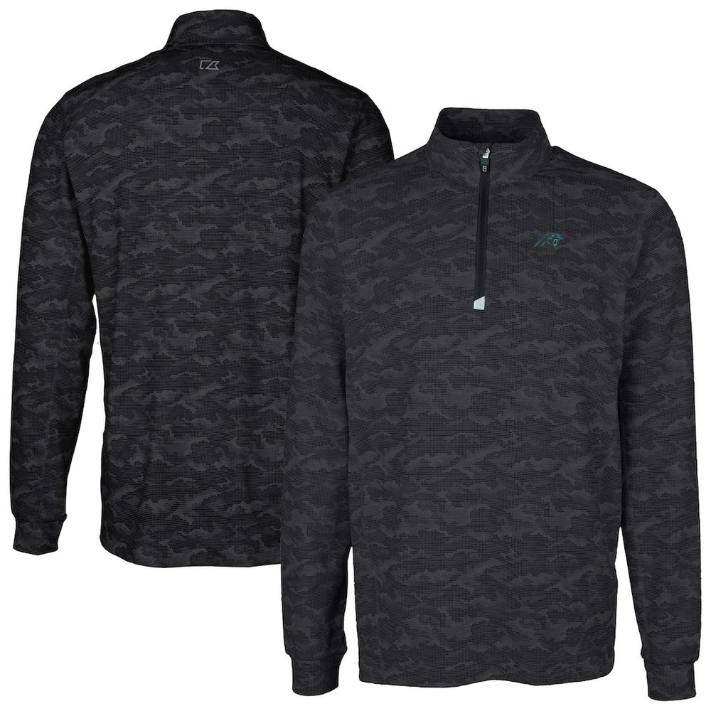 Carolina Panthers  Cutter & Buck Big & Tall Traverse Eco Camo Tri-Blend DryTec Quarter-Zip Jacket