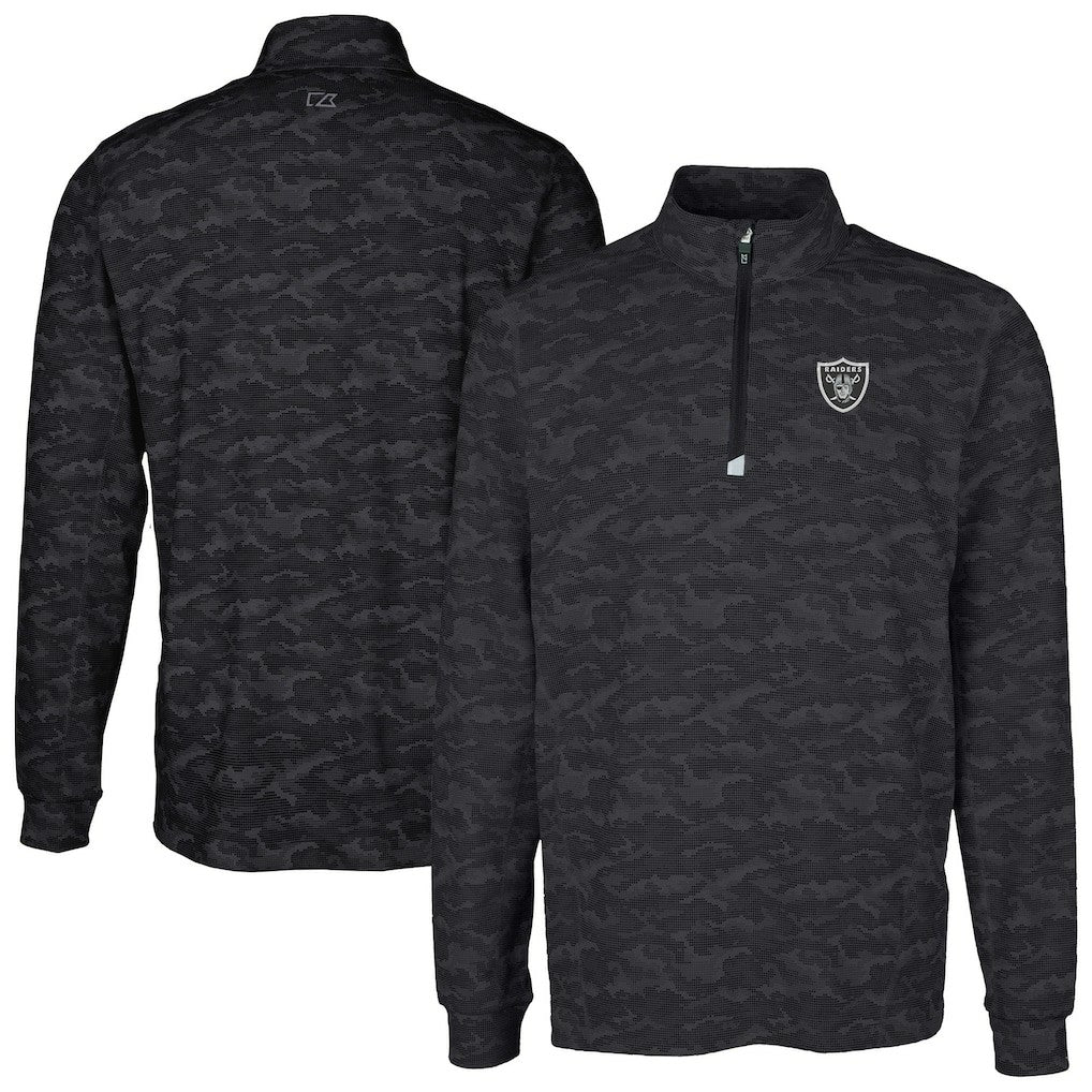 Las Vegas Raiders  Cutter & Buck Big & Tall Traverse Eco Camo Tri-Blend DryTec Quarter-Zip Jacket