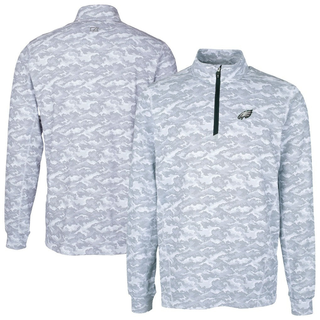 Philadelphia Eagles  Cutter & Buck Big & Tall Traverse Eco Camo Tri-Blend DryTec Quarter-Zip Jacket