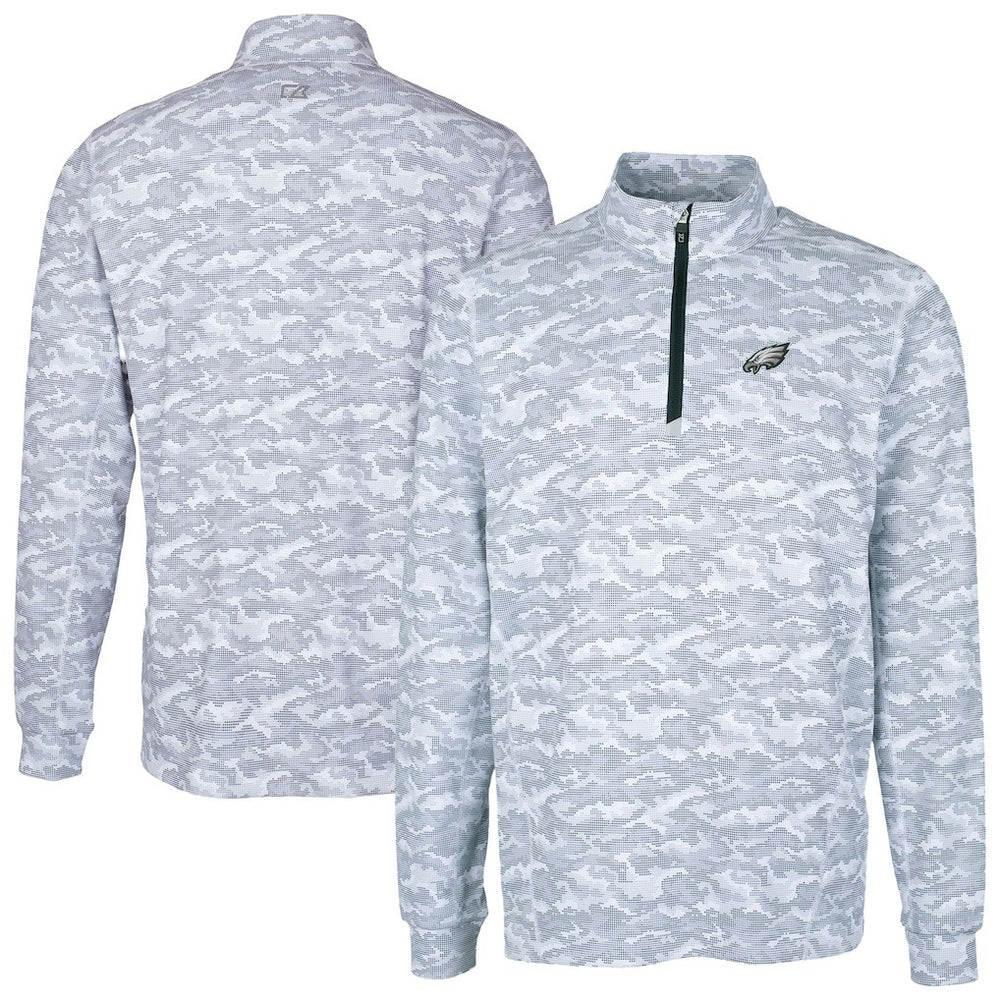 Philadelphia Eagles  Cutter & Buck Big & Tall Traverse Eco Camo Tri-Blend DryTec Quarter-Zip Jacket