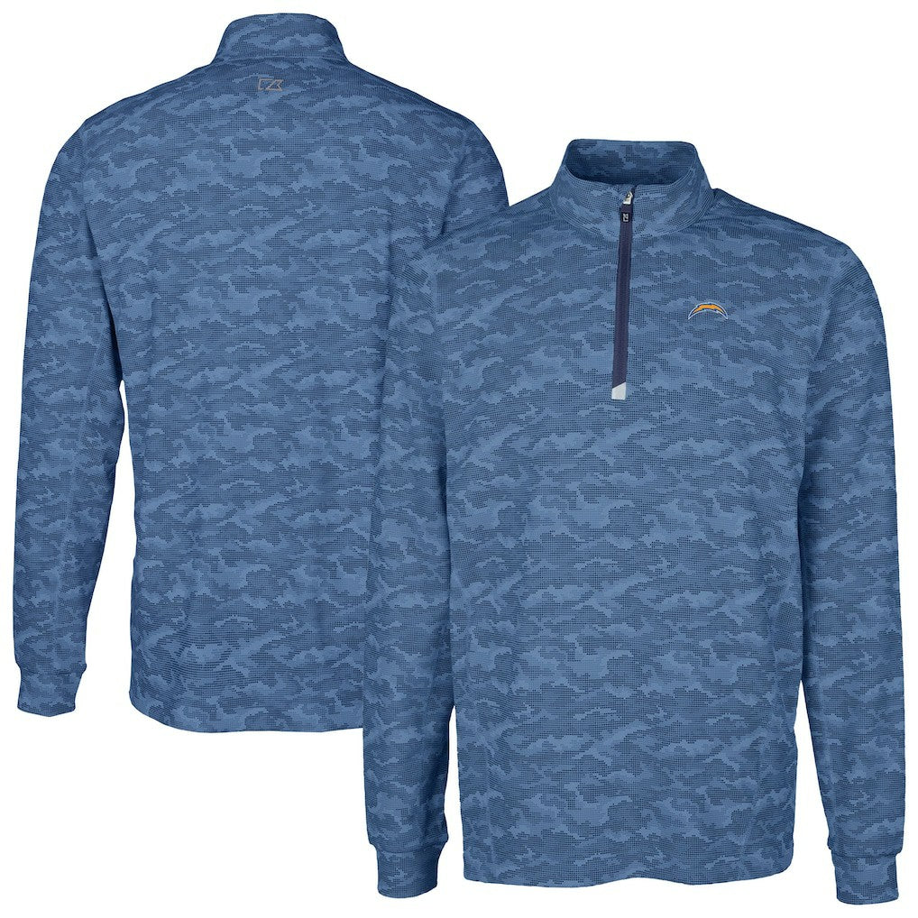 Los Angeles Chargers  Cutter & Buck Big & Tall Traverse Eco Camo Tri-Blend DryTec Quarter-Zip Jacket