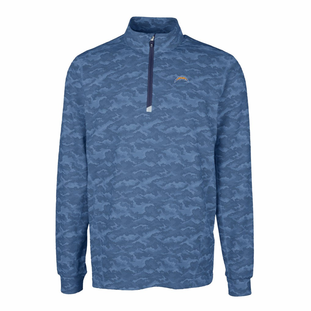 Los Angeles Chargers  Cutter & Buck Big & Tall Traverse Eco Camo Tri-Blend DryTec Quarter-Zip Jacket