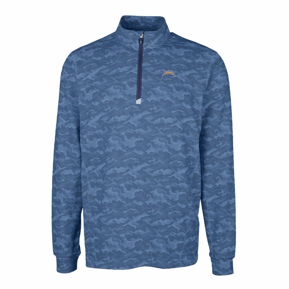 Los Angeles Chargers  Cutter & Buck Big & Tall Traverse Eco Camo Tri-Blend DryTec Quarter-Zip Jacket