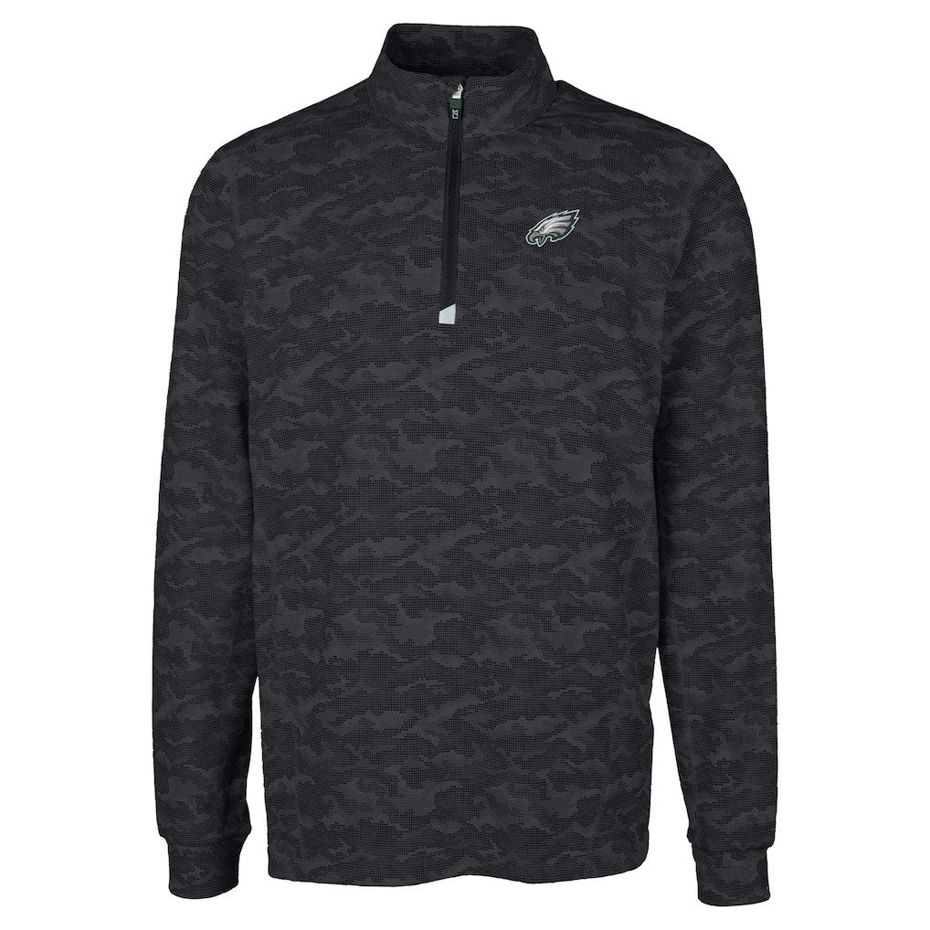 Philadelphia Eagles  Cutter & Buck Big & Tall Traverse Eco Camo Tri-Blend DryTec Quarter-Zip Jacket