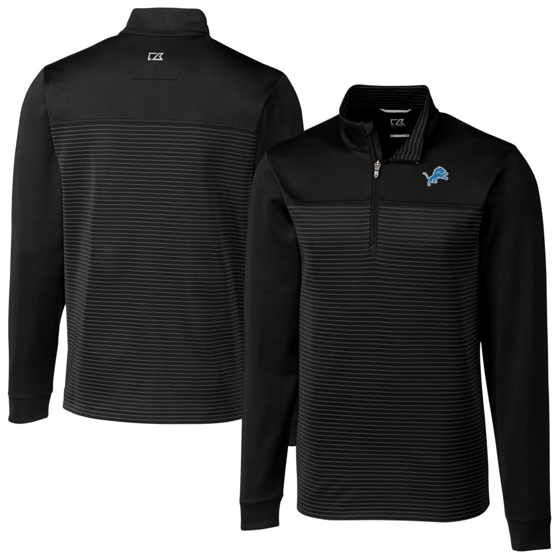 Detroit Lions  Cutter & Buck Traverse Eco Stripe Tri-Blend DryTec Quarter-Zip Jacket