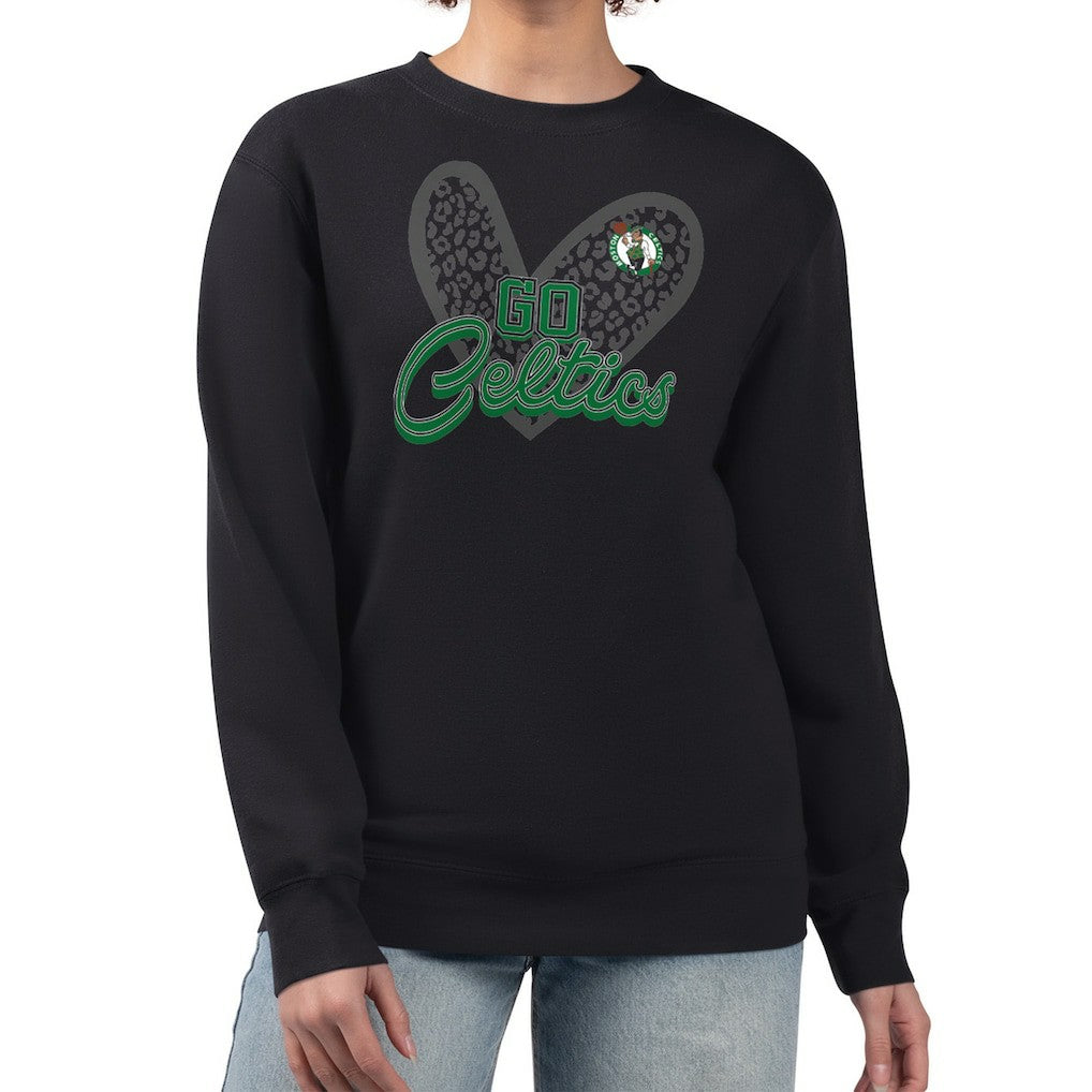 Boston Celtics G-III 4Her by Carl Banks Women's Leopard Heart Fleece Pullover Sweatshirt For Sale