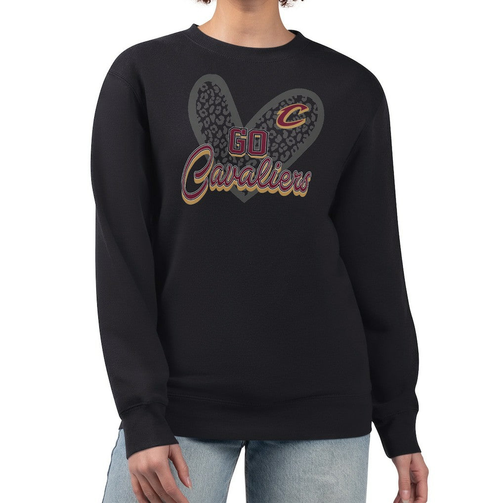 Cleveland Cavaliers G-III 4Her by Carl Banks Women's Leopard Heart Fleece Pullover Sweatshirt sale Discount