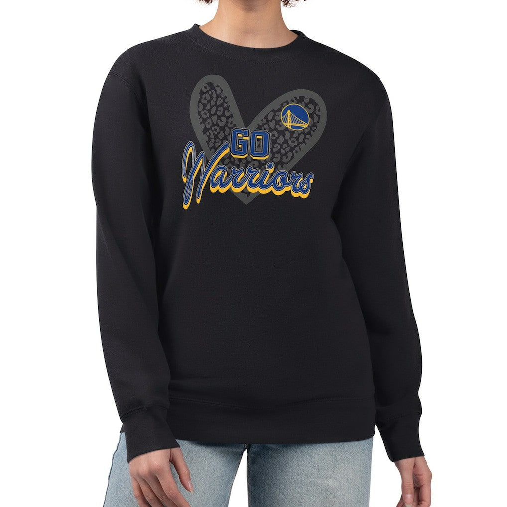 Golden State Warriors G-III 4Her by Carl Banks Women's Leopard Heart Fleece Pullover Sweatshirt sale On Sale