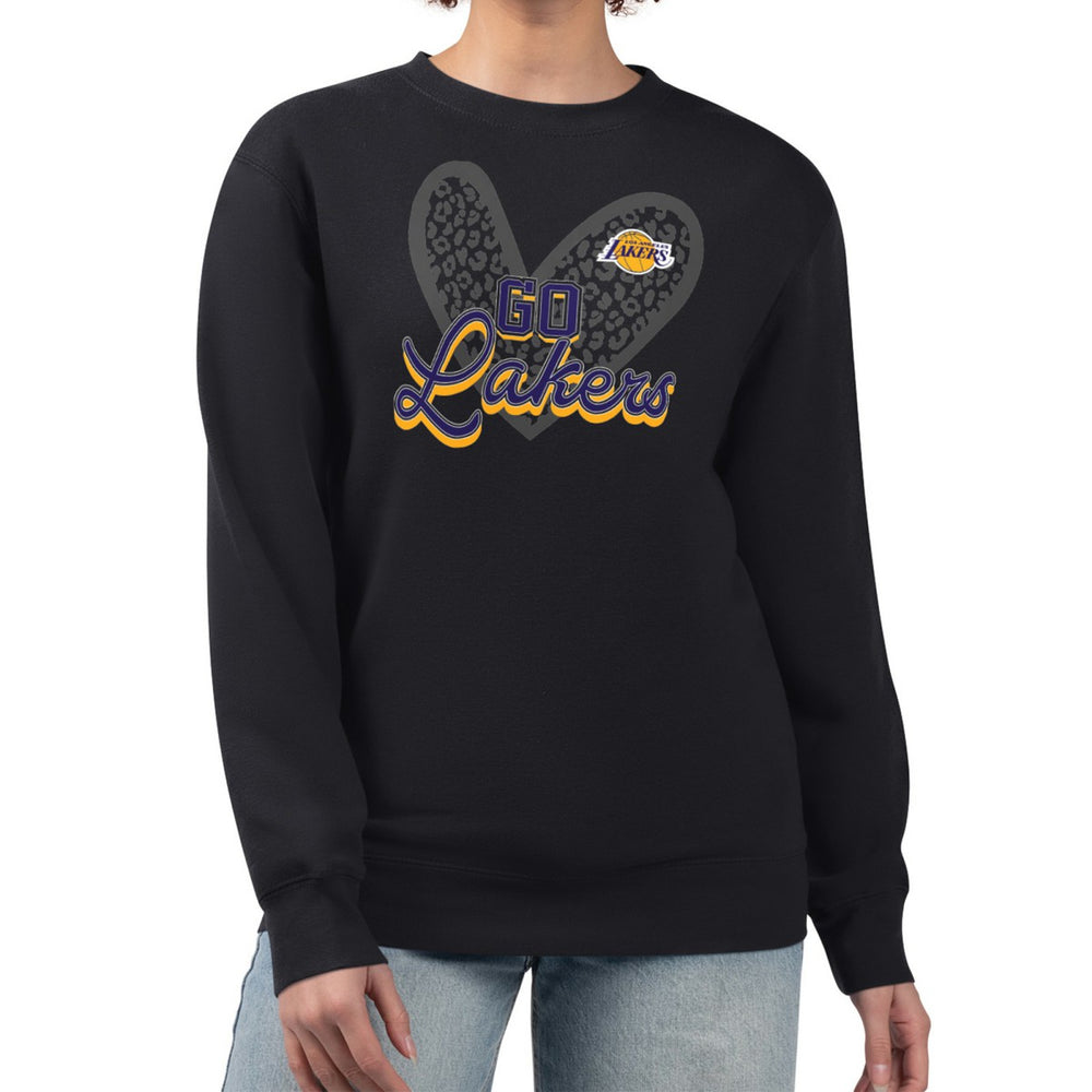 Los Angeles Lakers G-III 4Her by Carl Banks Women's Leopard Heart Fleece Pullover Sweatshirt Online