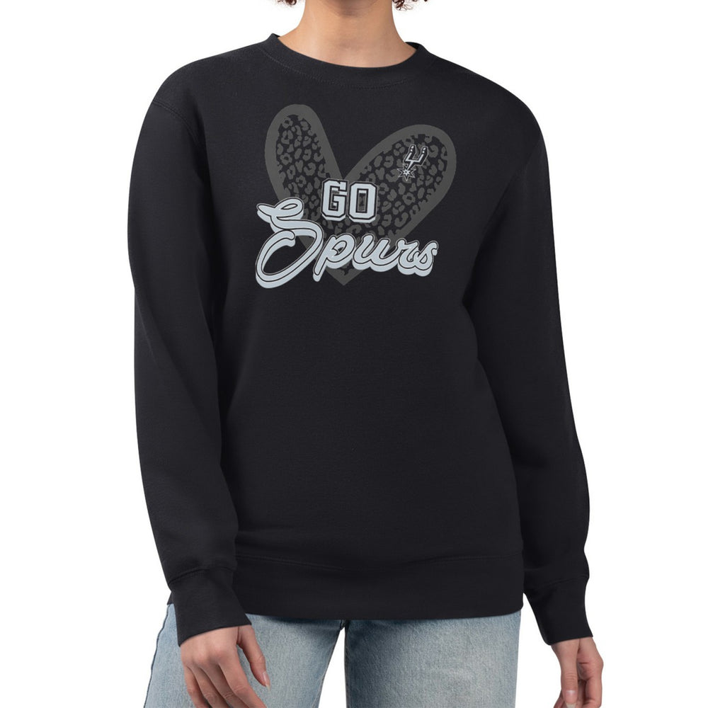 San Antonio Spurs G-III 4Her by Carl Banks Women's Leopard Heart Fleece Pullover Sweatshirt Discount