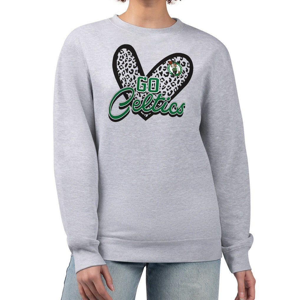 Boston Celtics G-III 4Her by Carl Banks Women's Leopard Heart Fleece Pullover Sweatshirt Discount