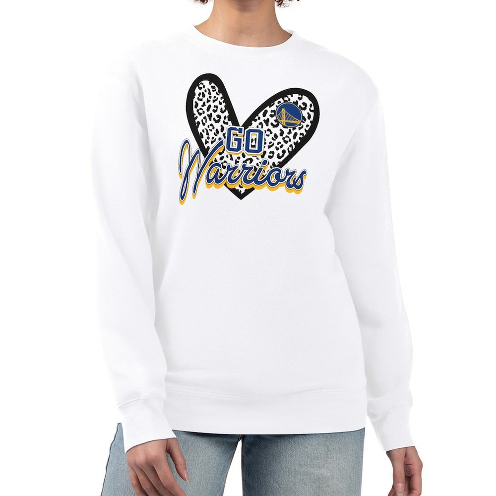 Golden State Warriors G-III 4Her by Carl Banks Women's Leopard Heart Fleece Pullover Sweatshirt sale Discount