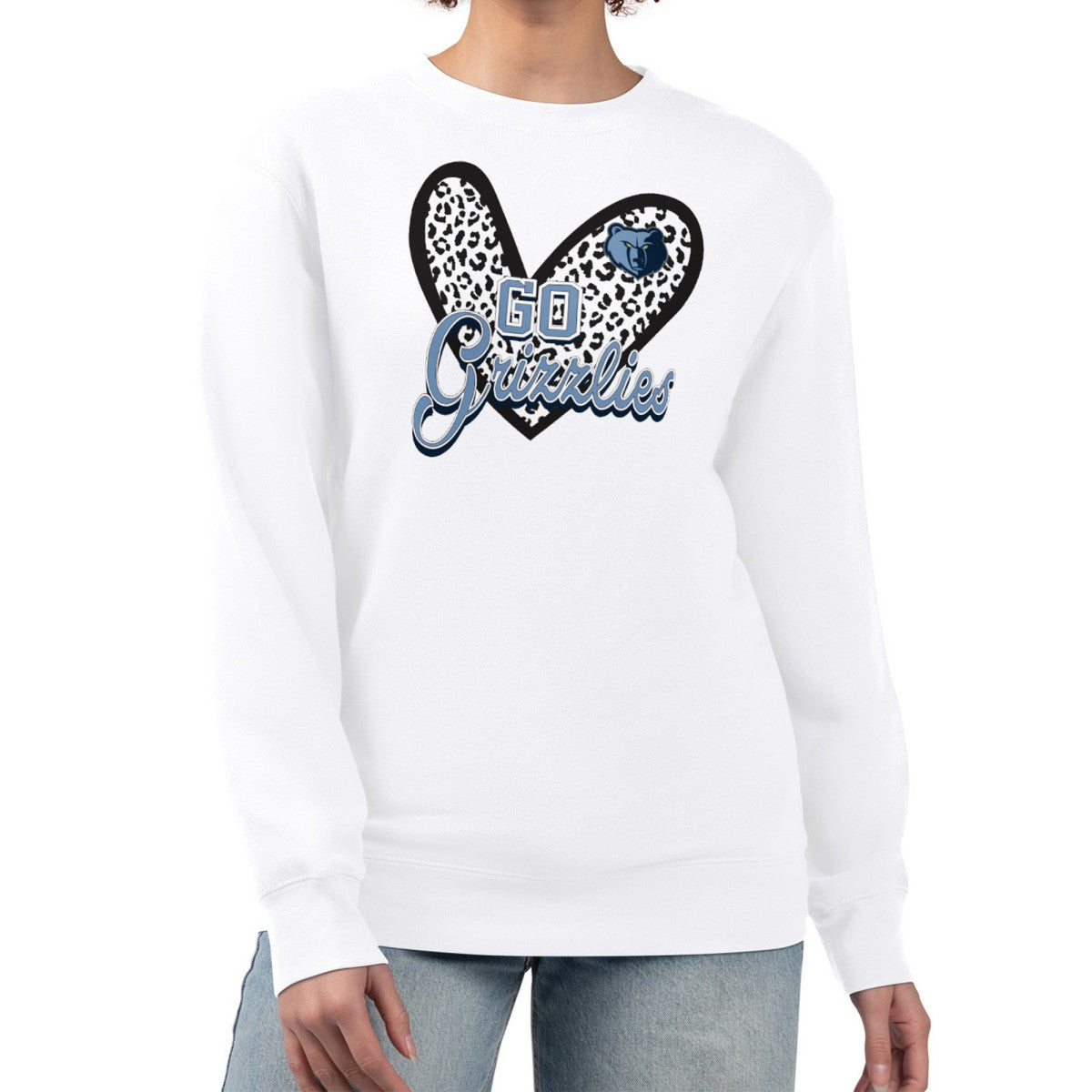 Memphis Grizzlies G-III 4Her by Carl Banks Women's Leopard Heart Fleece Pullover Sweatshirt On Sale