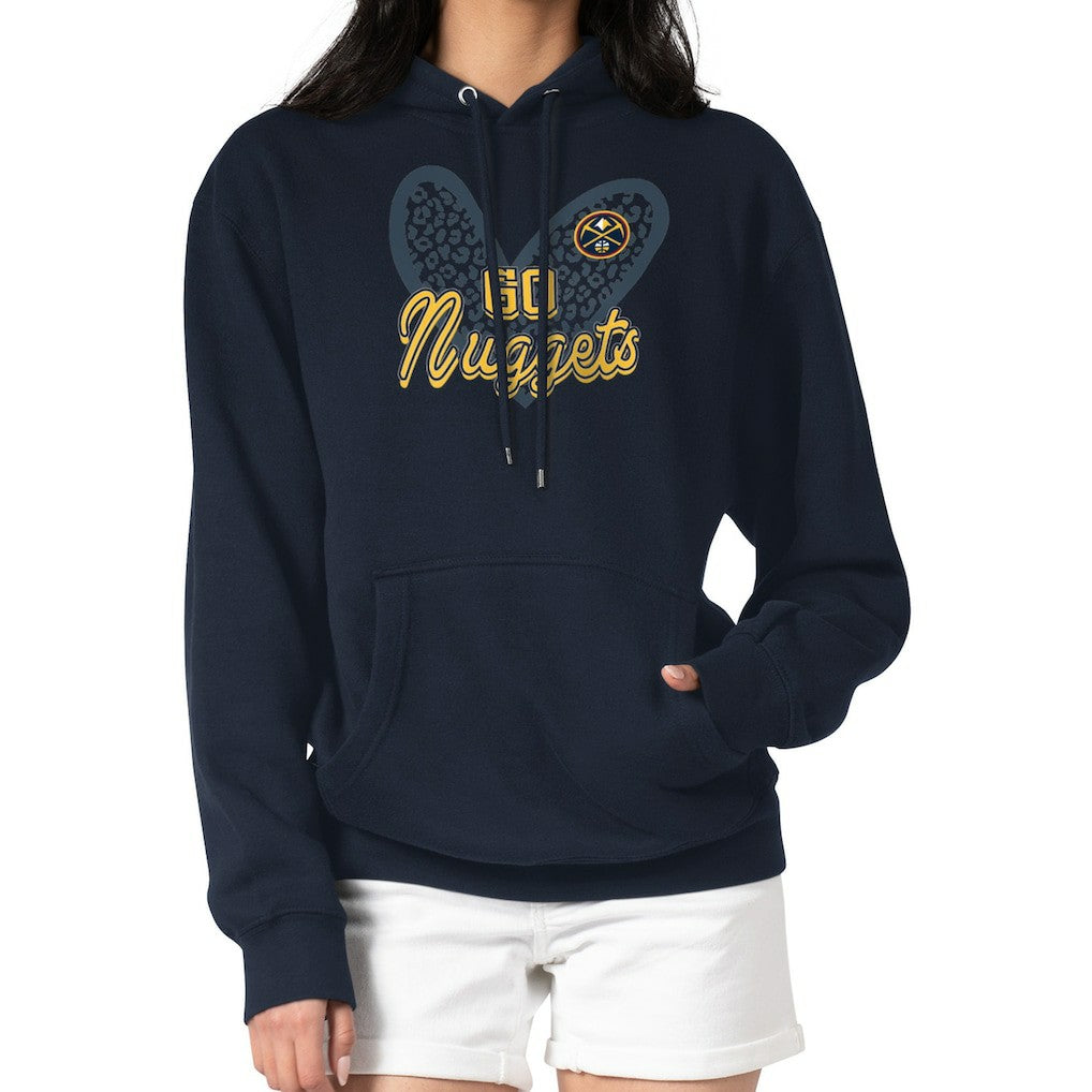 Denver Nuggets G-III 4Her by Carl Banks Women's Leopard Heart Graphic Fleece Pullover Hoodie sale On Sale