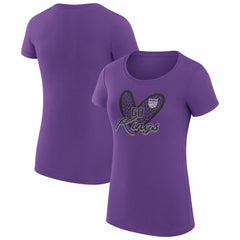 Sacramento Kings G-III 4Her by Carl Banks Women's Super-Slim Fit Lightweight Leopard Heart T-Shirt New
