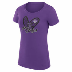 Sacramento Kings G-III 4Her by Carl Banks Women's Super-Slim Fit Lightweight Leopard Heart T-Shirt New