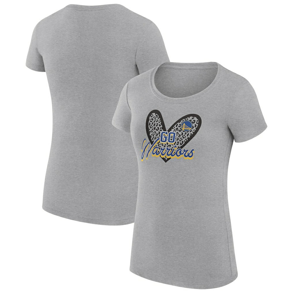 Golden State Warriors G-III 4Her by Carl Banks Women's Super-Slim Fit Lightweight Leopard Heart T-Shirt sale Outlet