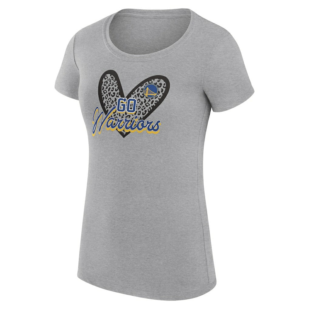 Golden State Warriors G-III 4Her by Carl Banks Women's Super-Slim Fit Lightweight Leopard Heart T-Shirt sale Outlet