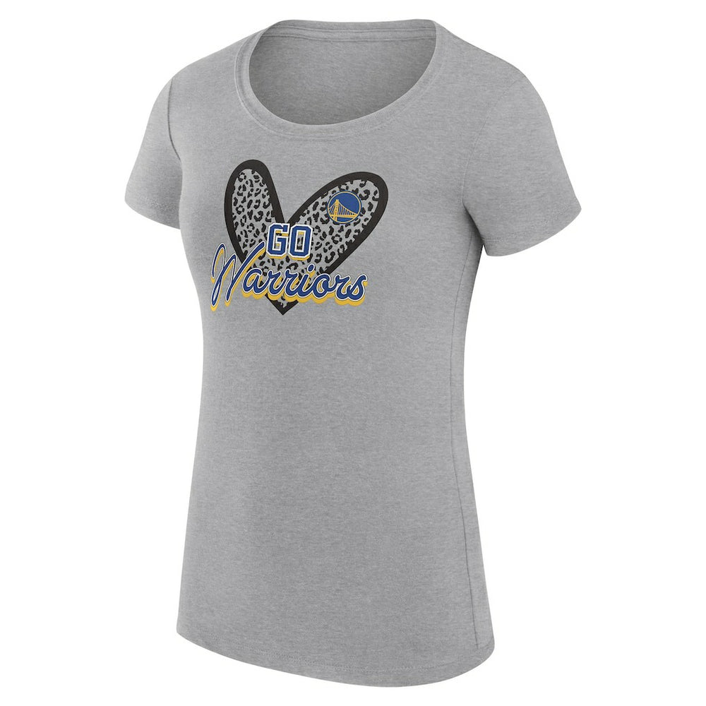 Golden State Warriors G-III 4Her by Carl Banks Women's Super-Slim Fit Lightweight Leopard Heart T-Shirt sale Outlet