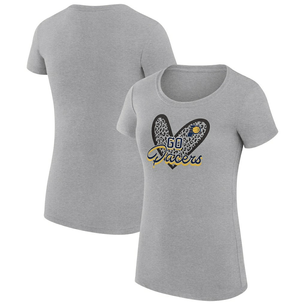 Indiana Pacers G-III 4Her by Carl Banks Women's Super-Slim Fit Lightweight Leopard Heart T-Shirt For Sale