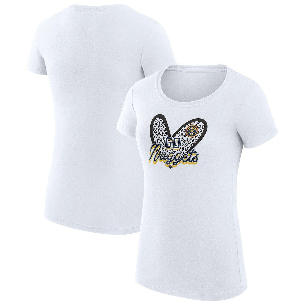 Denver Nuggets G-III 4Her by Carl Banks Women's Super-Slim Fit Lightweight Leopard Heart T-Shirt sale Discount