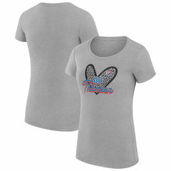 Oklahoma City Thunder G-III 4Her by Carl Banks Women's Super-Slim Fit Lightweight Leopard Heart T-Shirt New