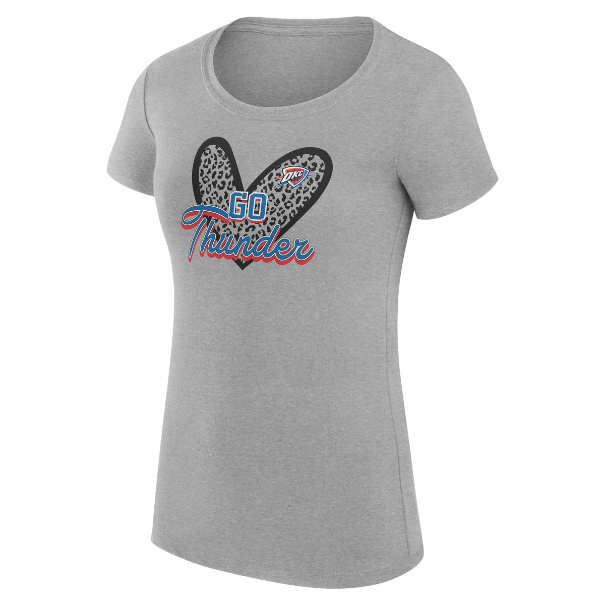 Oklahoma City Thunder G-III 4Her by Carl Banks Women's Super-Slim Fit Lightweight Leopard Heart T-Shirt New