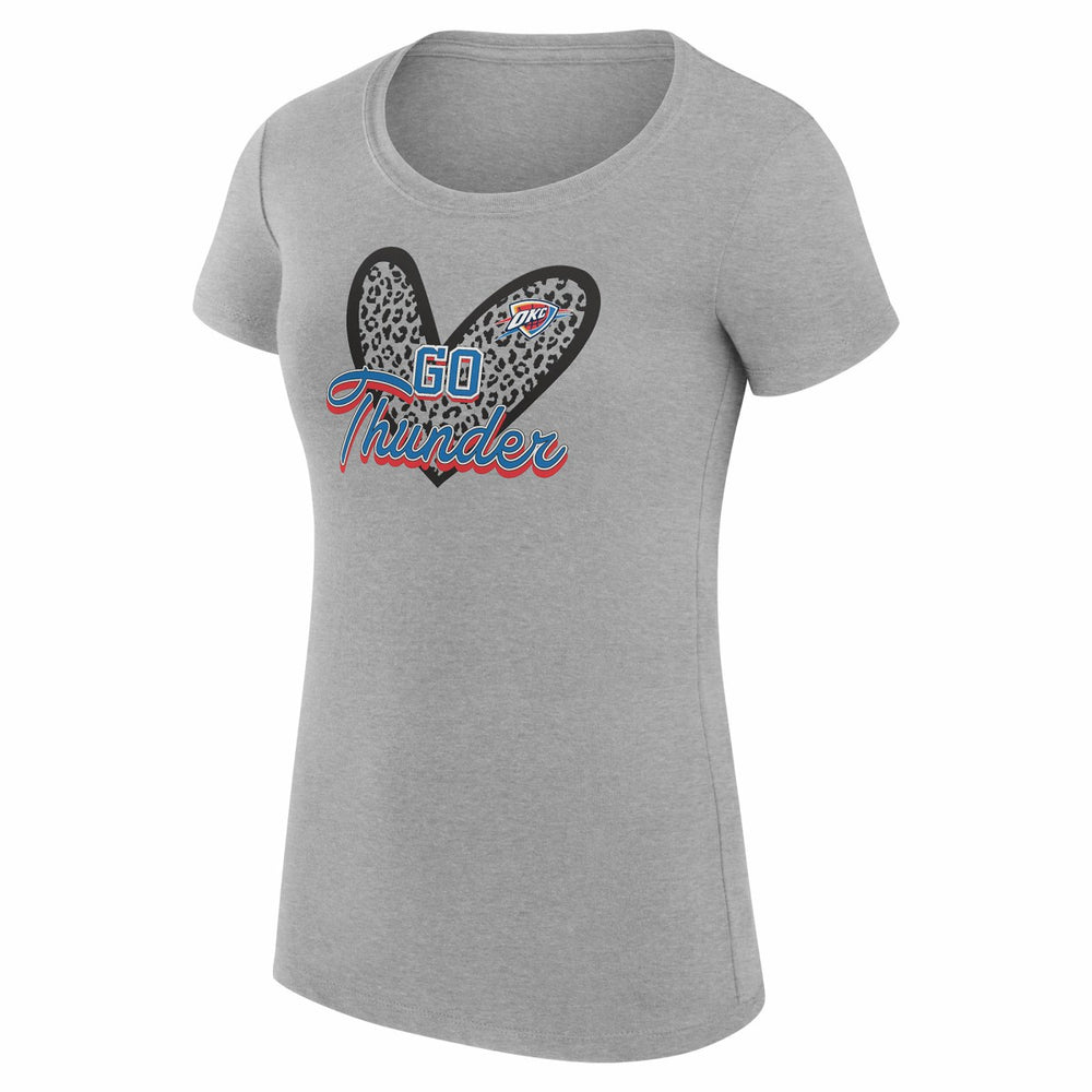 Oklahoma City Thunder G-III 4Her by Carl Banks Women's Super-Slim Fit Lightweight Leopard Heart T-Shirt New