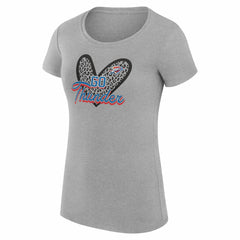 Oklahoma City Thunder G-III 4Her by Carl Banks Women's Super-Slim Fit Lightweight Leopard Heart T-Shirt New