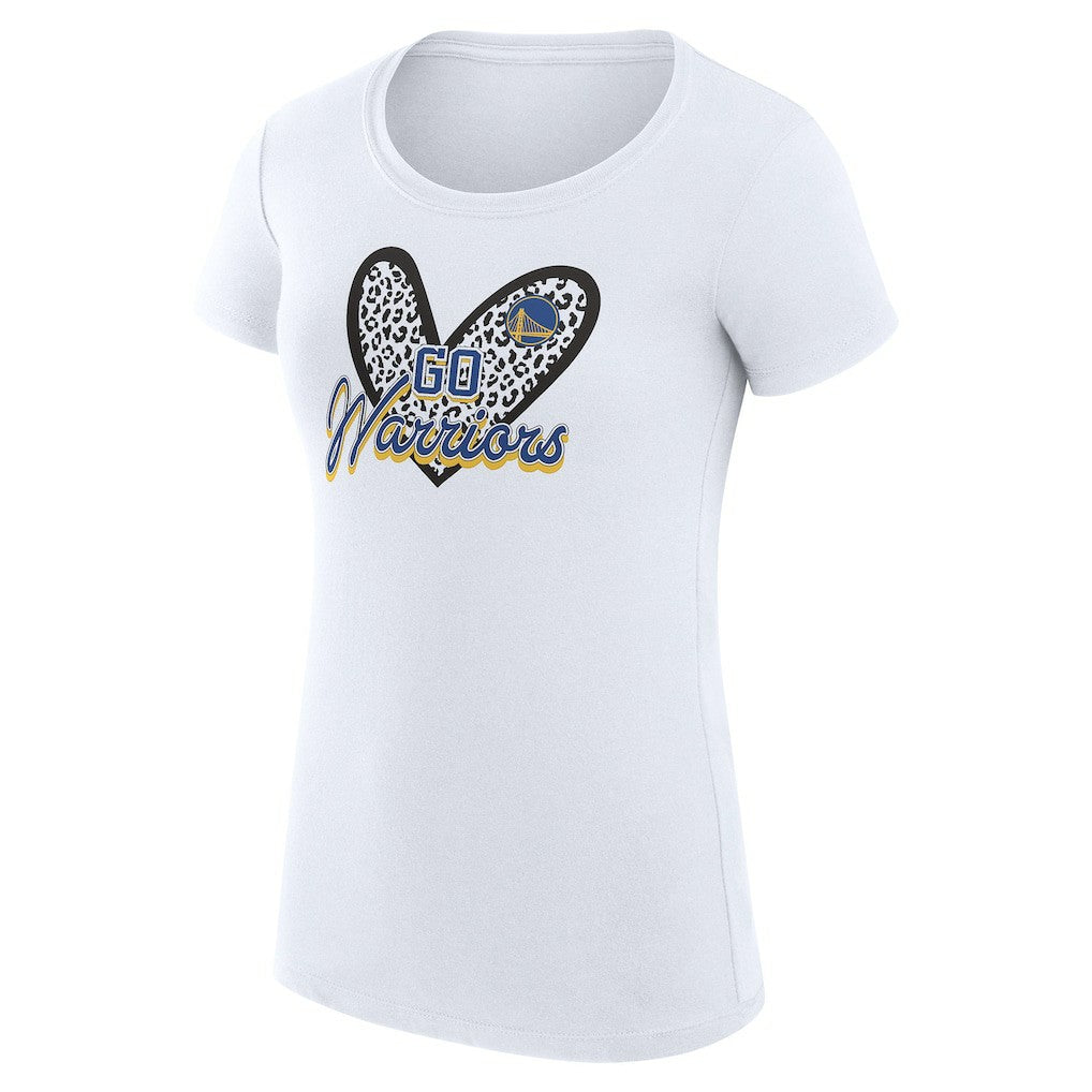 Golden State Warriors G-III 4Her by Carl Banks Women's Super-Slim Fit Lightweight Leopard Heart T-Shirt sale Discount