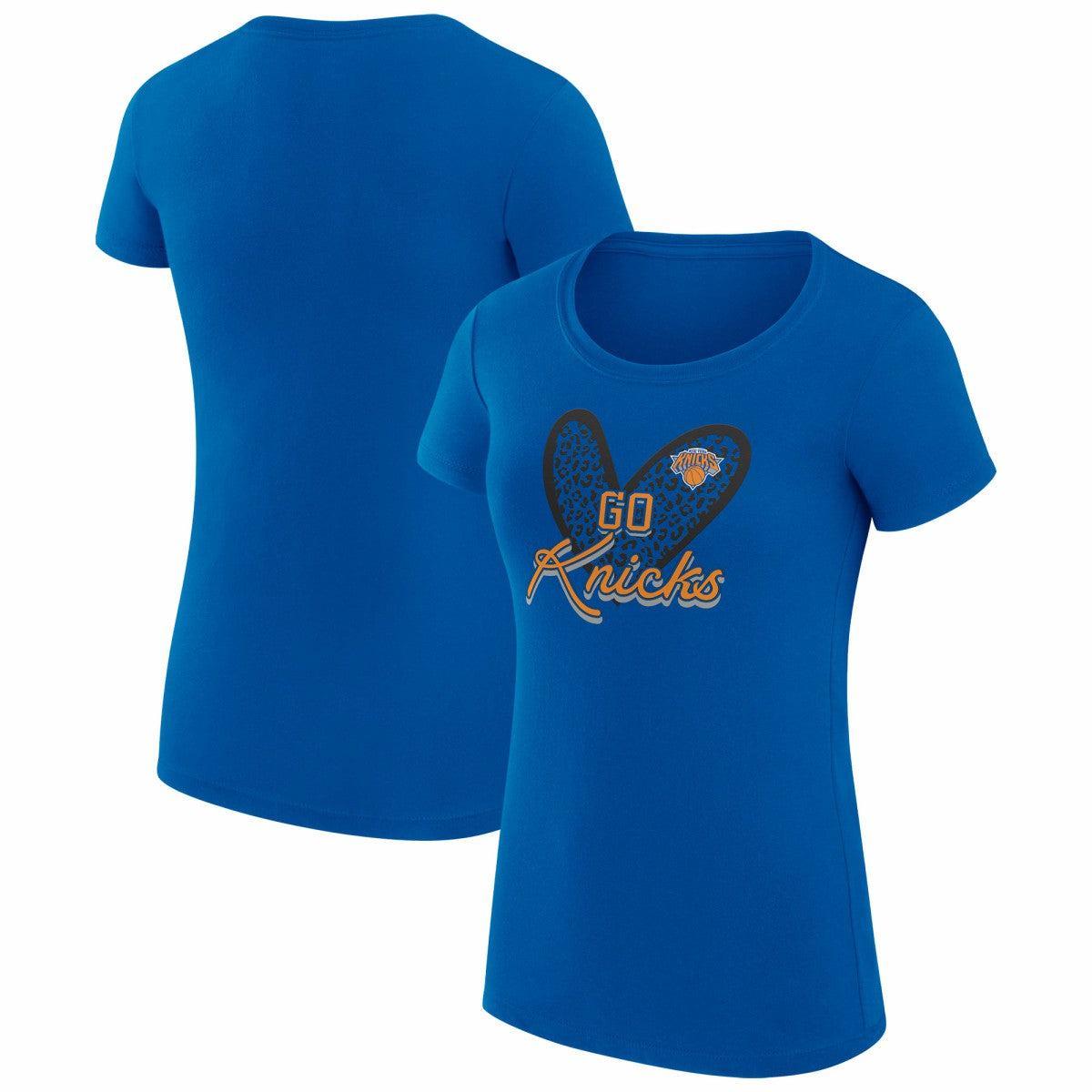 New York Knicks G-III 4Her by Carl Banks Women's Super-Slim Fit Lightweight Leopard Heart T-Shirt New