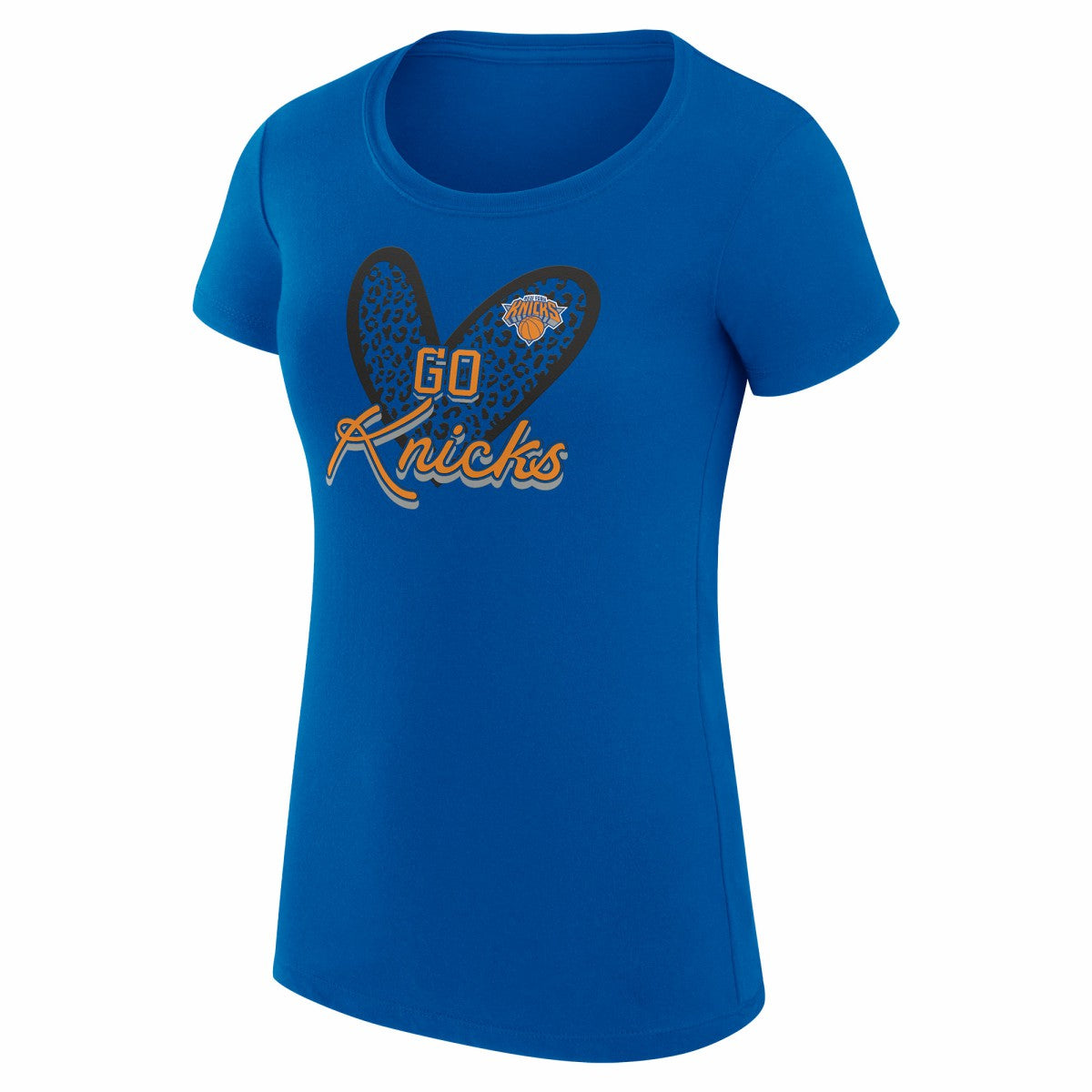 New York Knicks G-III 4Her by Carl Banks Women's Super-Slim Fit Lightweight Leopard Heart T-Shirt New