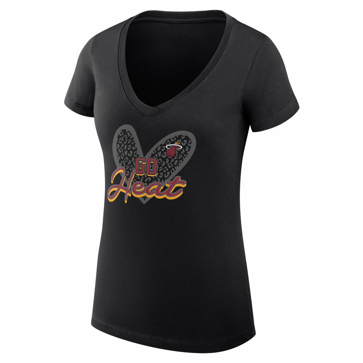 Miami Heat G-III 4Her by Carl Banks Women's Super-Slim Fit Lightweight Leopard Heart V-Neck T-Shirt Online